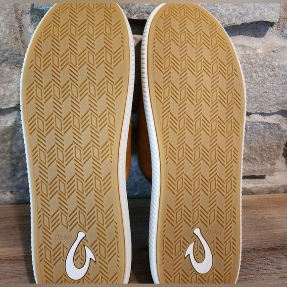 OluKai Mahana leather slippers Men’s size13 Mustang/Sahara